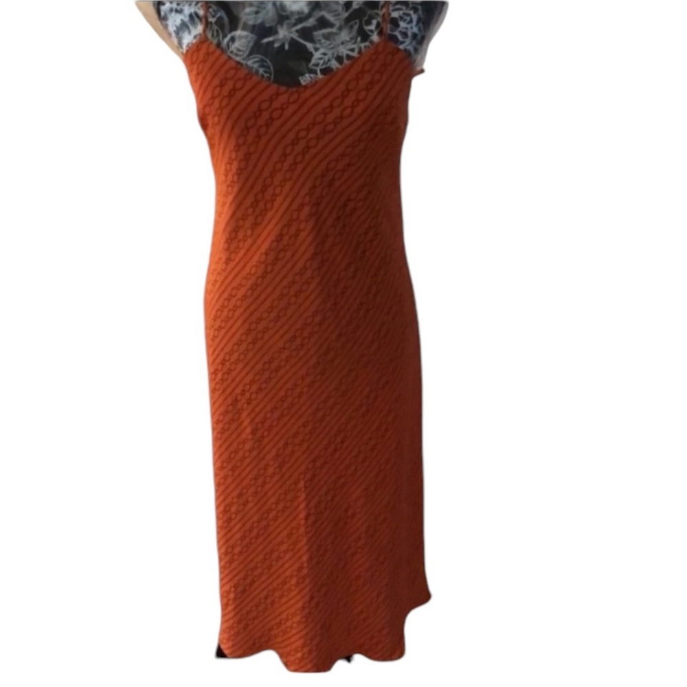 INC International Concepts size 10 orange chain print bias cut for movement - Picture 1 of 15